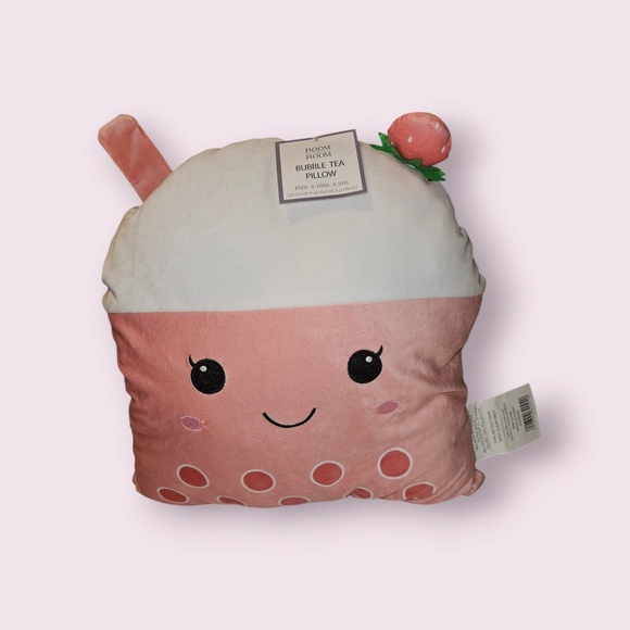 Kawaii Bubble Tea Throw Pillow 14in NEW - Picture 1 of 10